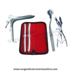 Hegar uterine dilator set,15-16,17-18, wartenberg pinwheel, mathieu speculum, grave large